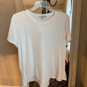Green Envelope Los Angeles White Ruffle Hem Tee Top XL